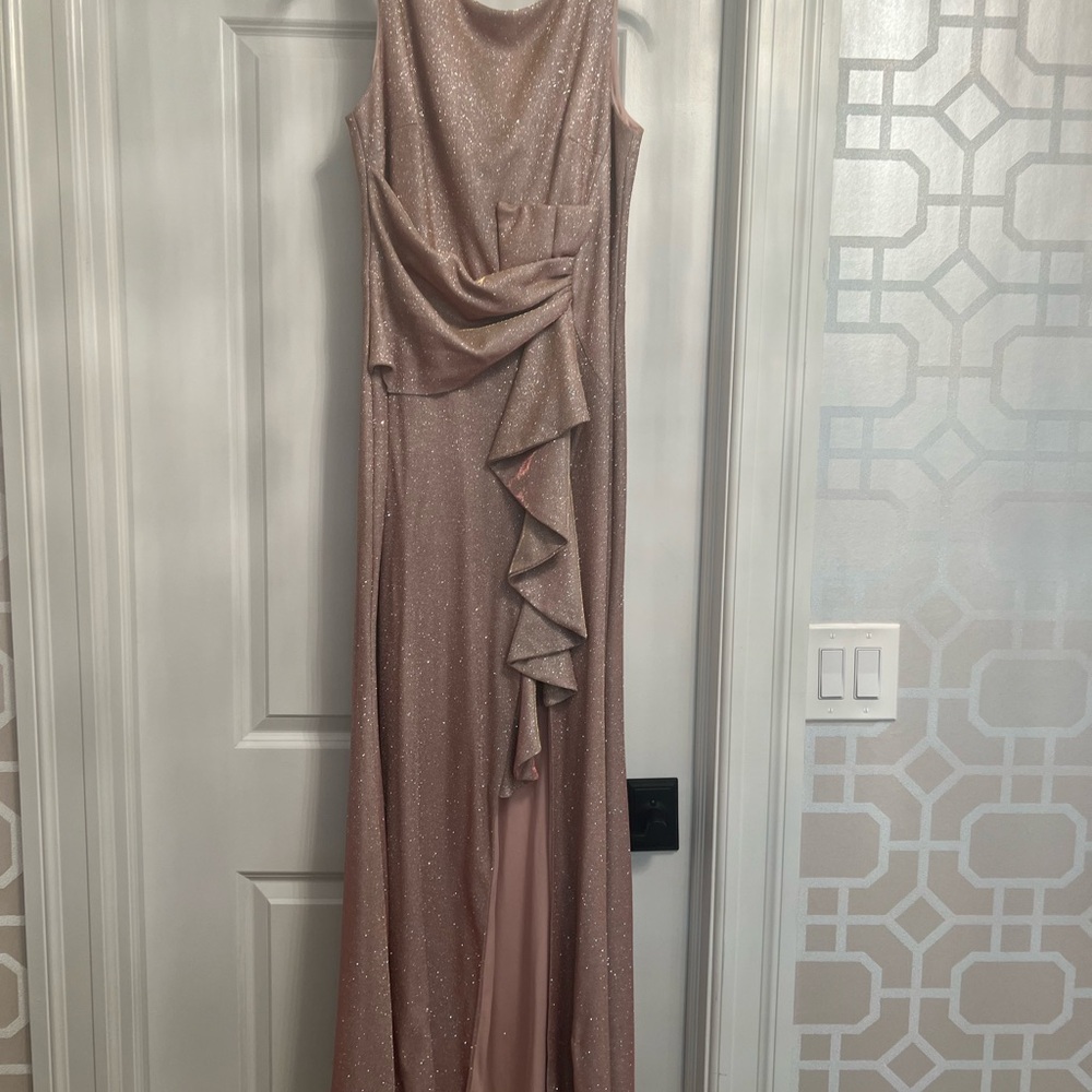 Betsy & Adam Serene Long Galaxy Glitter Dress